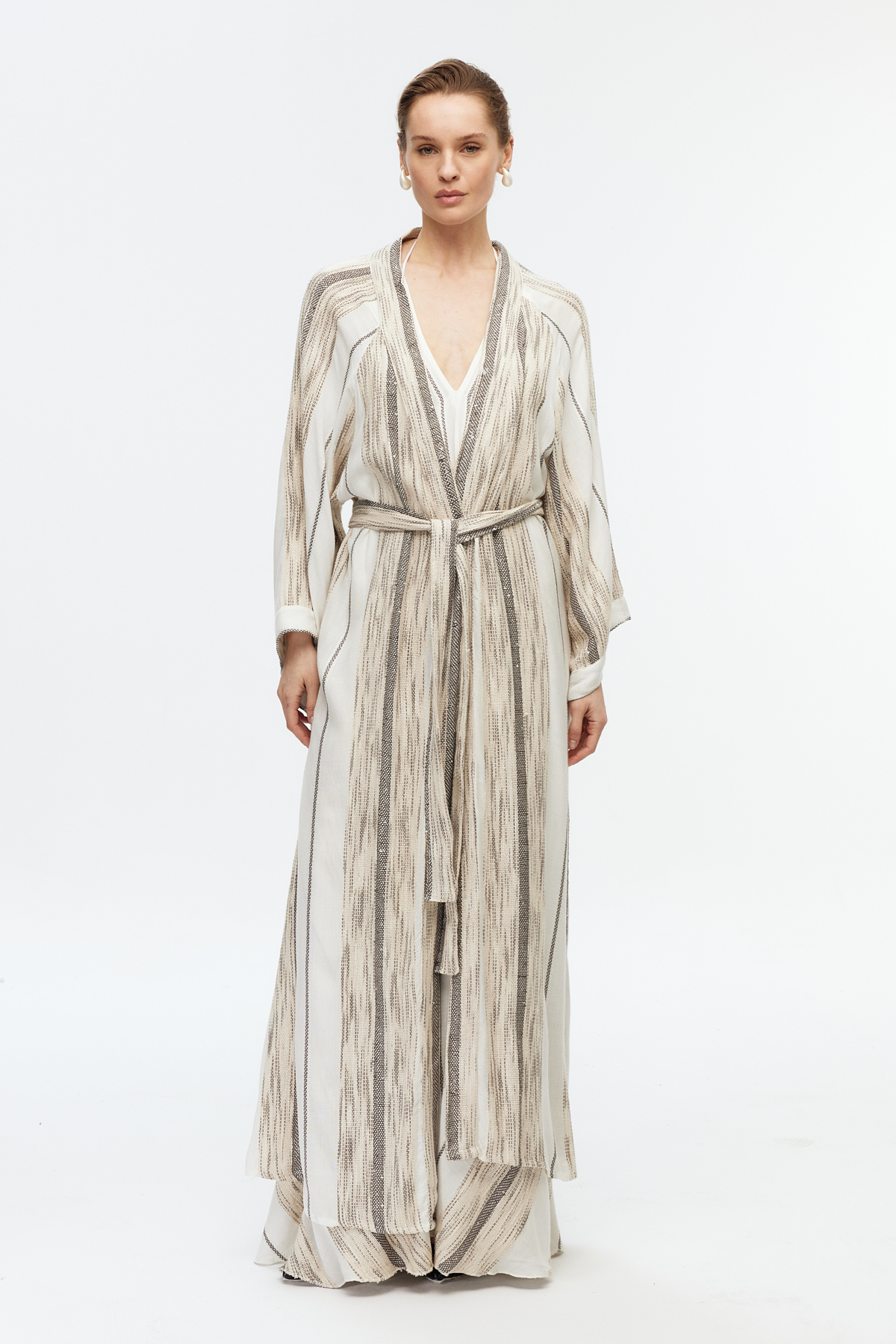 Pamuklu Kuşaklı Uzun Kimono