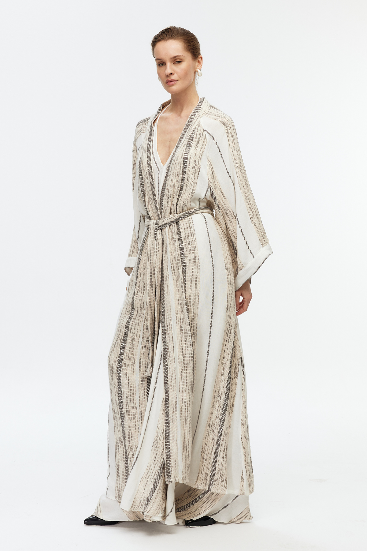 Pamuklu Kuşaklı Uzun Kimono