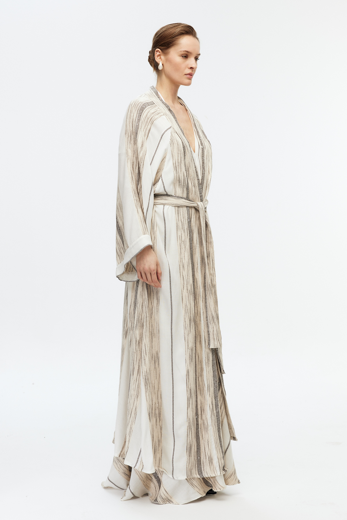 Pamuklu Kuşaklı Uzun Kimono