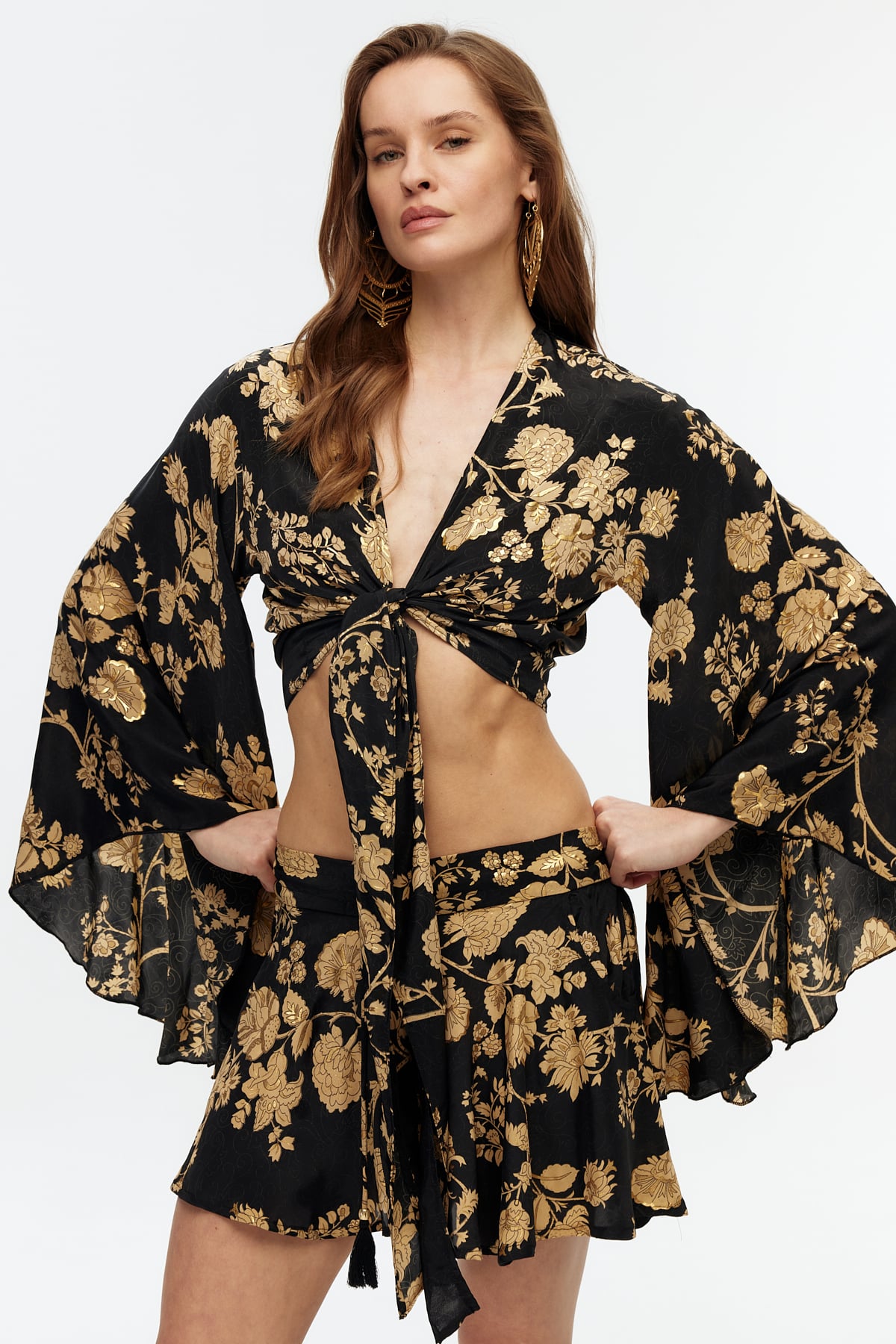 İpek Crop Top Şort Etek Takımı