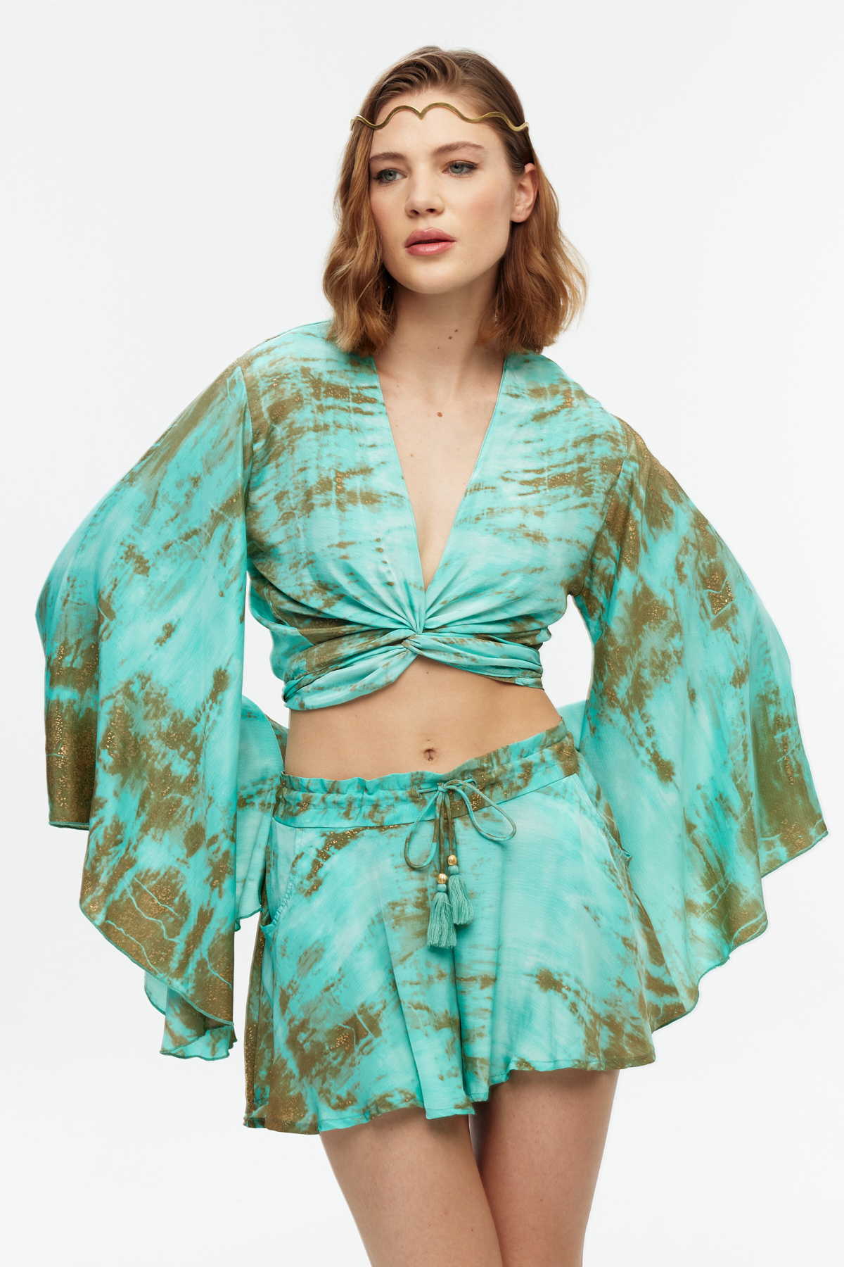 İpek Crop Top Şort Etek Takımı