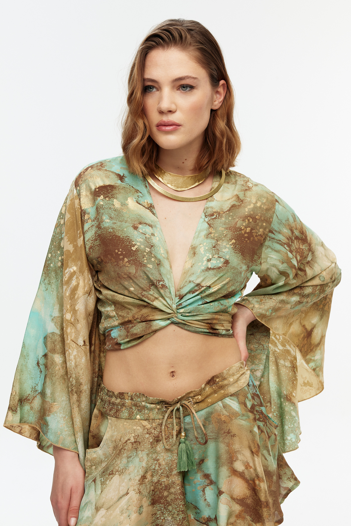 İpek Crop Top Şort Etek Takımı