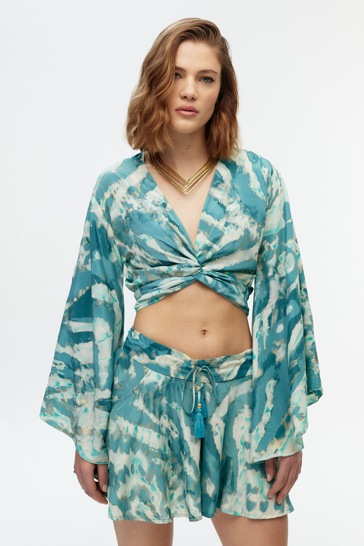 İpek Crop Top Şort Etek Takımı