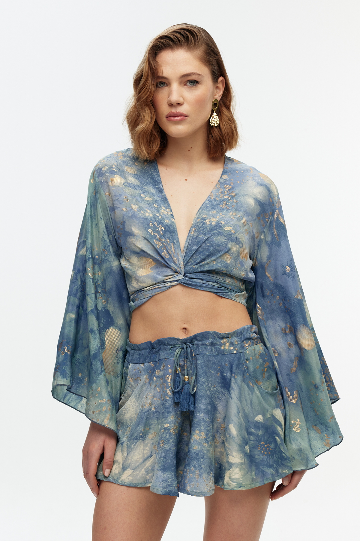 İpek Crop Top Şort Etek Takımı