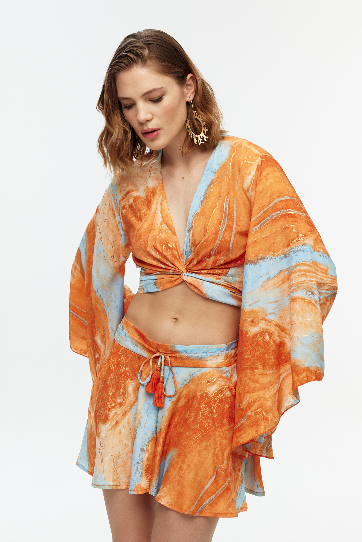 İpek Crop Top Şort Etek Takımı
