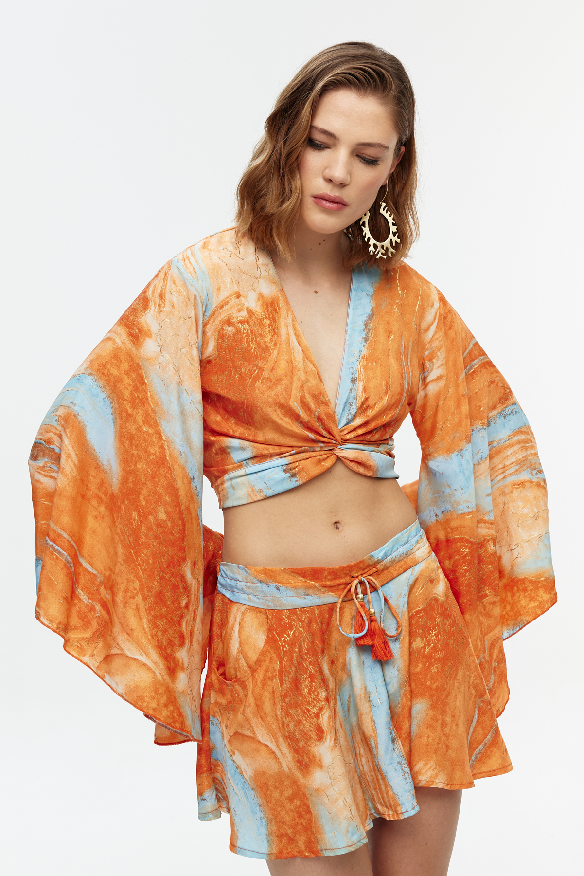 İpek Crop Top Şort Etek Takımı