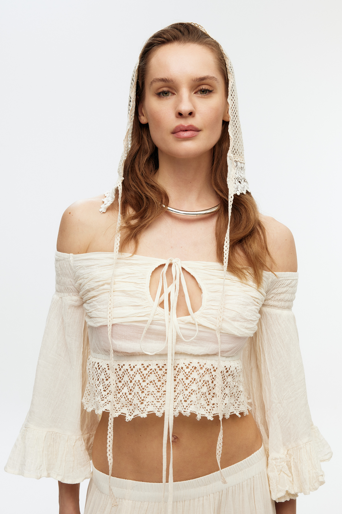 Pamuklu Vintage Crop Bluz