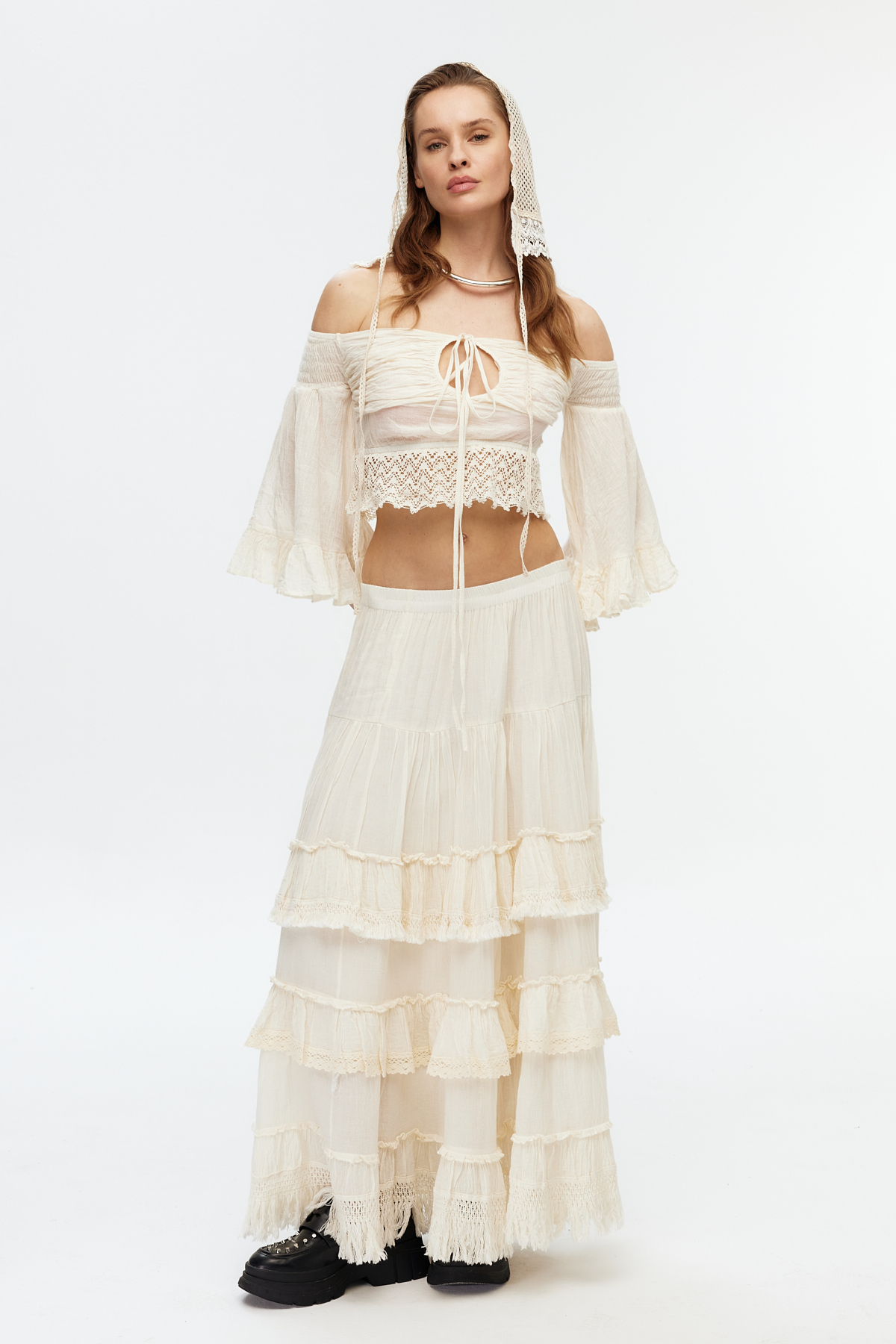 Pamuklu Vintage Crop Bluz