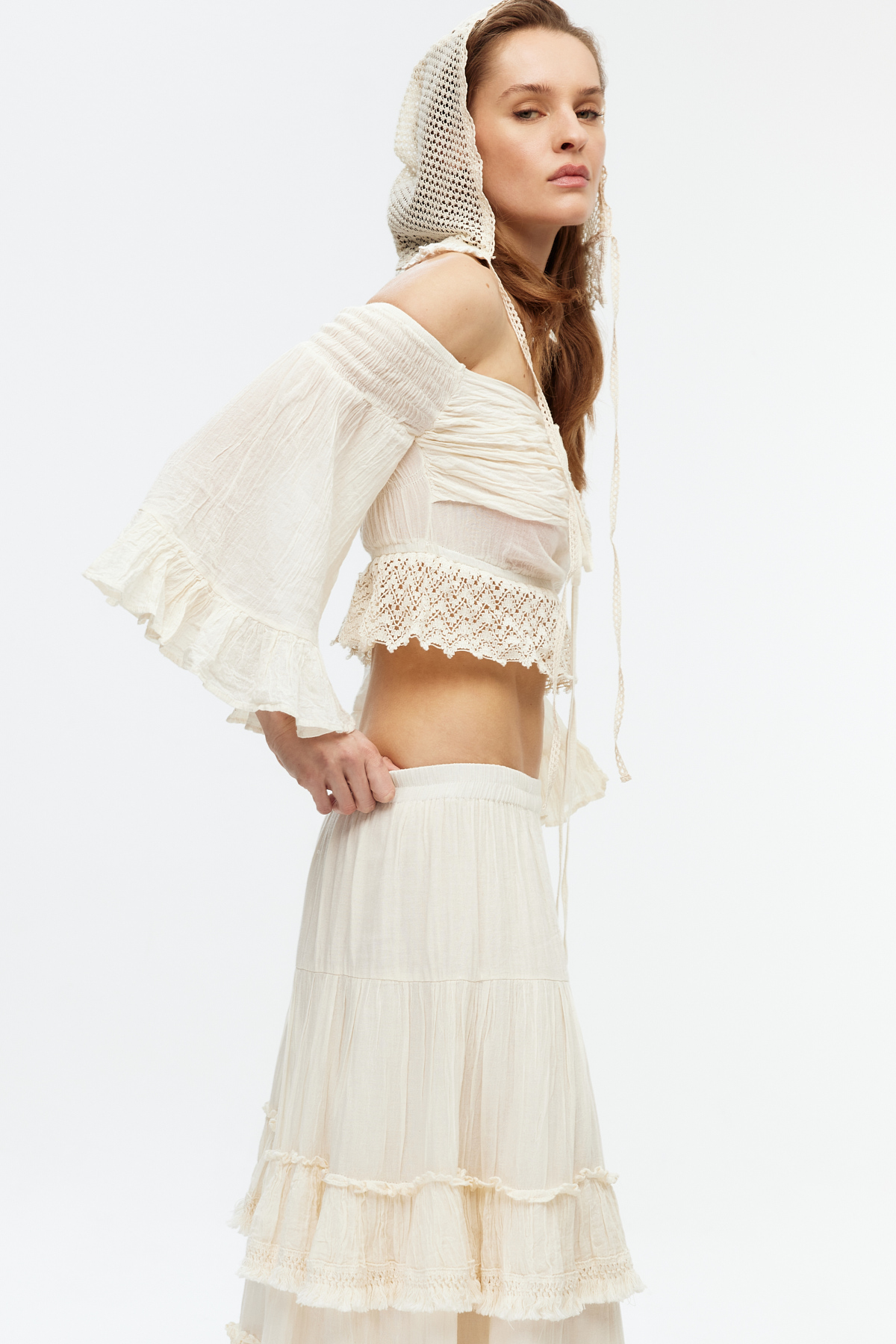 Pamuklu Vintage Crop Bluz